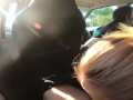 Risky Car Blowjob During Taxi Ride