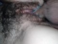 Creampie en su coño peludo