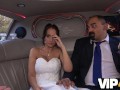 VIP4K. Excited girl in wedding dress fools around not with future hubby