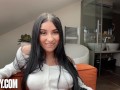 Teen slut with perfect ass and tight pussy uses cock for her amusement - Latina twerking on the dick