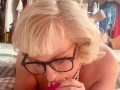 Morning wood dildo blow job