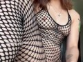 Pawg twerks and teases in ripped fishnets and rides bbc dildo reverse