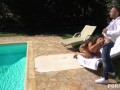 Busty Beauty Atlantis Devours Huge Cock with Her Throat and Gets Pussy Fucked Hard Poolside