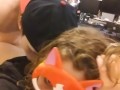 Heather Kane in Cat Mask taken by Surprise as Her Pussy is Overflowing with CUM !