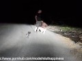 Totally naked slut on public road obedient whore humiliated