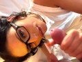Hot Tattoo Nerdy Girl with Glasses tries as much as precum dripping from a big dick to masturbate mutually later with cum