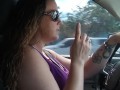 Cute Milf Driving Pickup Truck In Sunglasses and Chilling 