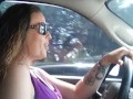 Cute Milf Driving Pickup Truck In Sunglasses and Chilling 