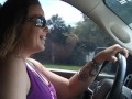 Cute Milf Driving Pickup Truck In Sunglasses and Chilling 