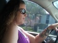 Cute Milf Driving Pickup Truck In Sunglasses and Chilling 