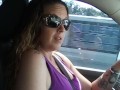 Cute Milf Driving Pickup Truck In Sunglasses and Chilling 