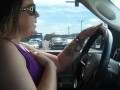 Cute Milf Driving Pickup Truck In Sunglasses and Chilling 