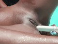 Big Natural Boobs Ebony Babe Hazel Grace Masturbating Outdoors Under The Sun By the Pool With Her Vibrator