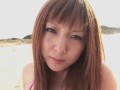 Insanely Hairy Japanese Gyaru in Revealing Swiimsuit Engages in Risky Antics Outdoors Right by the Beach
