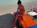 Stranger from a public beach finished a Massage with hot sex