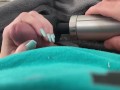 He can’t resist seeing my light blue fingernails against his cock. Cums on my hand