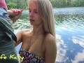 Casual sex with a stranger in the woods with cum in pussy
