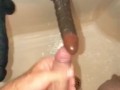 shower masturbation with some ass to mouth using suction cup dildos