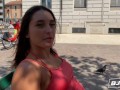 BJRAW Italian hottie Sara Diamante sucks this big cock until he busts on her face