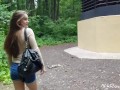 Public ANAL sex in the park with a cute teen Evelina Darling.