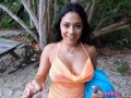 My hot latina stepsister pulls up her skirt & lets me slide inside her on public beach! - Serena Santos -