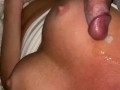 POV Cum on my tits 💦 Using a massage wand to make himself spurt on my big tits while I use my toy! 