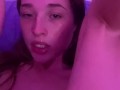 Spitting on dildo and fucking my cum dripping pussy