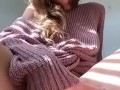 Cute 19 year old brunette playing with creamy pussy