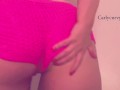 Blonde Carlycurvy is teasing in very cute short shorts! 