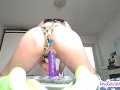 Riding & Twerking my favourite dildo wearing neon ankle socks & squirt -4K