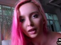 POV coloredhair teen handjobs her BF and talks dirty