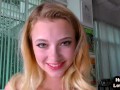 HJ POV amateur teen jerks off hard dick after striptease