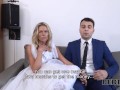 DEBT4k. Sweet blonde drilled by hung collector right after the wedding