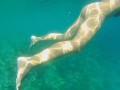 Underwater CLOSE UP PEE and Naked Swimming