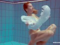 Hot sexy horny teen babe Melisa Darkova swimming nude alone