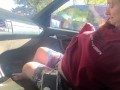 Public hand job! Risky!!! She swallows up all the cum!