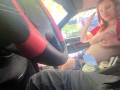 Public hand job! Risky!!! She swallows up all the cum!
