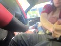 Public hand job! Risky!!! She swallows up all the cum!