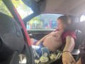 Public hand job! Risky!!! She swallows up all the cum!