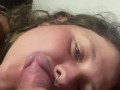 Girlfriend expertly sucks my uncut dick to wake me up until very thick cum shot