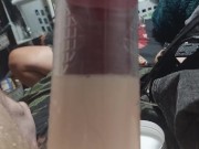 I pump my uncut cock with a penis pump