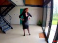 Busty redhead mature masturbates at work