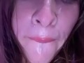 19 year old slut spitting and playing with creamy pussy