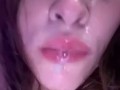 19 year old slut spitting and playing with creamy pussy