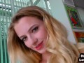 HJ loving teen jerks hard POV oiled cock while talks dirty