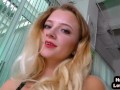 HJ loving teen jerks hard POV oiled cock while talks dirty
