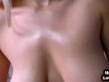HJ busty amateur teen wanks and grinds POV oiled cock