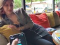 Remote control orgasm of my stepsister in Bar !