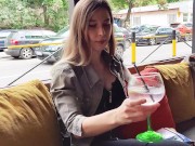 Remote control orgasm of my stepsister in Bar !