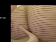 Butt humping on tall heels with fishnets on! 